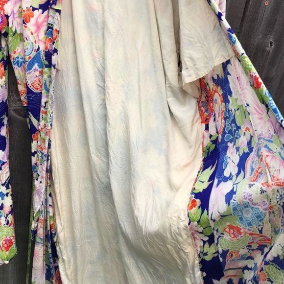 Vintage 1940’s Japanese Yukata Kimono Purple floral size S - Picture 9 of 13